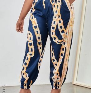High Waist Chain Print Pants